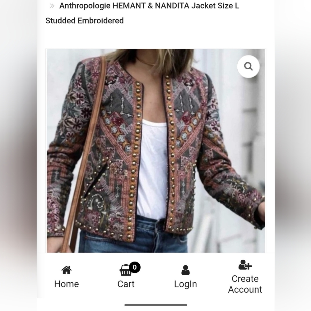 HEMANT&Nandita  Studded Embroidered Jacket  Women's Size M